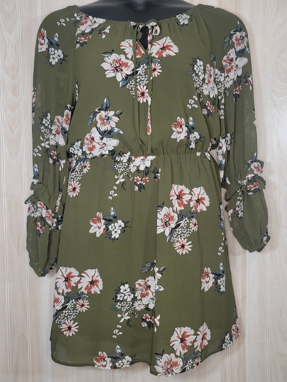Krazy Kat Olive & Floral Mini Dress Sz Med